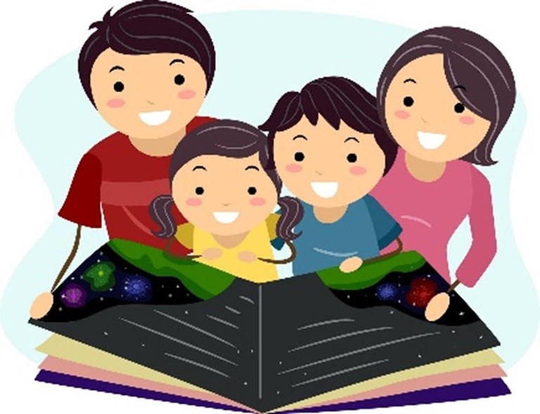 family reading photo